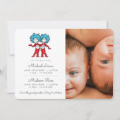 Baby Thing One Thing Two Twins geboorte aankondigi Kaart (Voorkant)