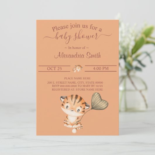 Baby Tiger | BABY SHOWER Kaart (Staand voorkant)