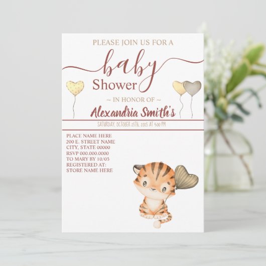 Baby Tiger | BABY SHOWER Kaart (Staand voorkant)