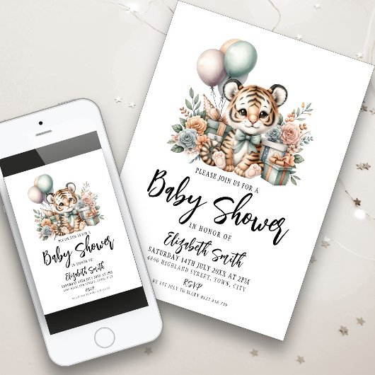 Baby Tiger Baby shower Kaart