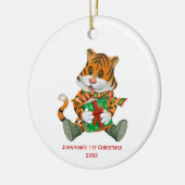Baby Tiger Baby's eerste kerstfoto Keramisch Ornament (Links)