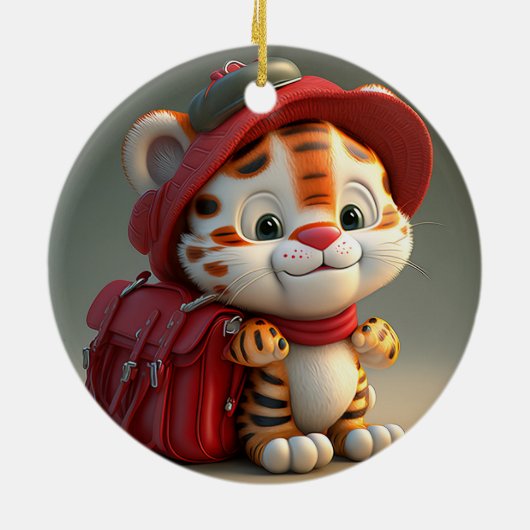 Baby Tiger Cartoon-76775 Keramisch Ornament (Achterkant)