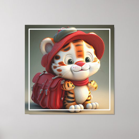 Baby Tiger Cartoon Canvas Afdruk (Voorkant)