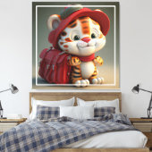 Baby Tiger Cartoon Canvas Afdruk (Insitu (Slaapkamer))
