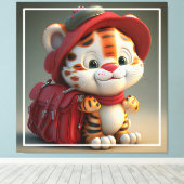 Baby Tiger Cartoon Canvas Afdruk (Insitu (Houten vloer))