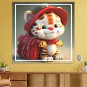 Baby Tiger Cartoon Canvas Afdruk (Insitu (Woonkamer))