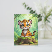 Baby Tiger | Cute Cartoon Kid's Nursery Art Briefkaart (Staand voorkant)