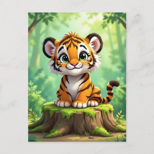 Baby Tiger | Cute Cartoon Kid's Nursery Art Briefkaart (Voorkant)