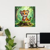 Baby Tiger | Cute Cartoon Kid's Nursery Art Poster (Thuiskantoor)