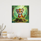 Baby Tiger | Cute Cartoon Kid's Nursery Art Poster (Keuken)