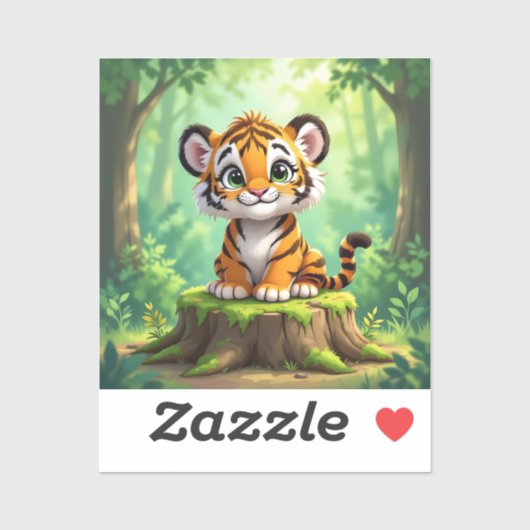 Baby Tiger | Cute Cartoon Kid's Nursery Art Sticker (Vel)