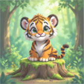 Baby Tiger | Cute Cartoon Kid's Nursery Art Sticker (Voorkant)