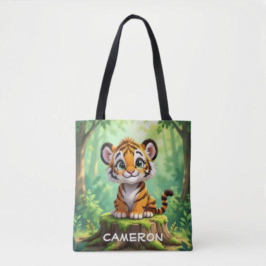 Baby Tiger | Cute Cartoon Kid's Nursery Art Tote Bag (Voorkant)