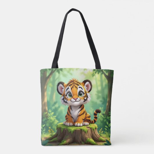 Baby Tiger | Cute Cartoon Kid's Nursery Art Tote Bag (Achterkant)