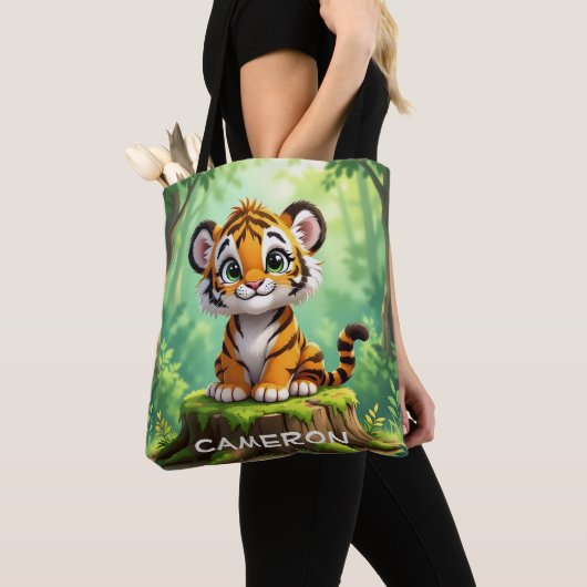 Baby Tiger | Cute Cartoon Kid's Nursery Art Tote Bag (Dichtbij)