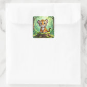 Baby Tiger | Cute Cartoon Kid's Nursery Art Vierkante Sticker (Tas)
