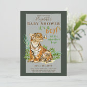 Baby Tiger Gender onthult Shower-uitnodigingen Kaart (Staand voorkant)