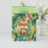 Baby Tiger Happy Birthday Special Grandson Kaart (Staand voorkant)