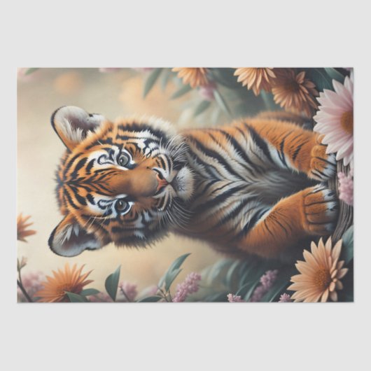 Baby tiger in the wildflowers v4 tissuepapier (Voorkant)