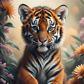 Baby tiger in the wildflowers v4 tissuepapier