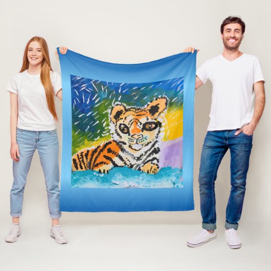 Baby Tiger: "Kunst van kinderen" Fleece Deken (In situ)