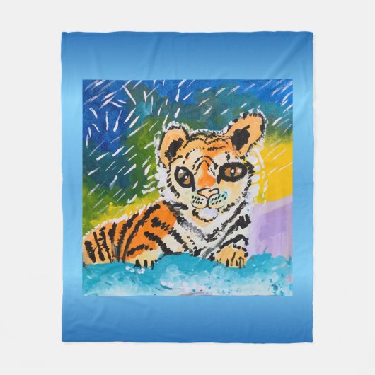 Baby Tiger: "Kunst van kinderen" Fleece Deken (Voorkant)