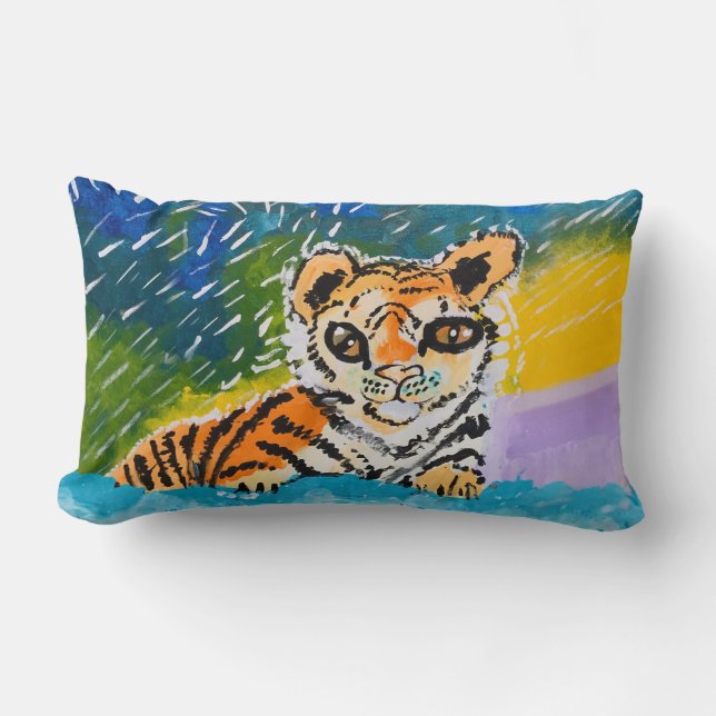 Baby Tiger: "Kunst van kinderen" Kussen (Voorkant)