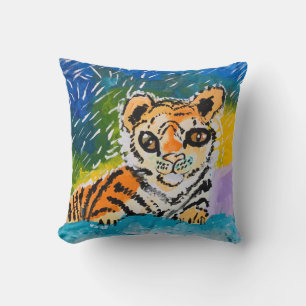 Baby Tiger: "Kunst van kinderen" Kussen