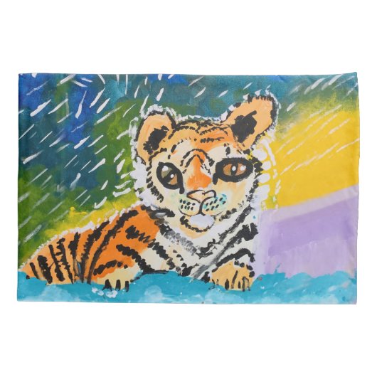 Baby Tiger: "Kunst van kinderen" Kussensloop (Achterkant)