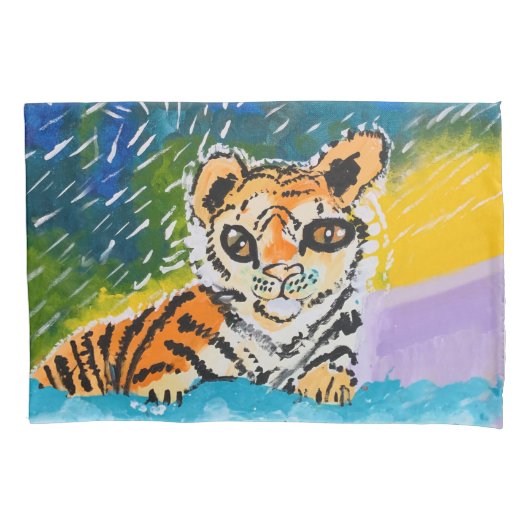 Baby Tiger: "Kunst van kinderen" Kussensloop (Voorkant)