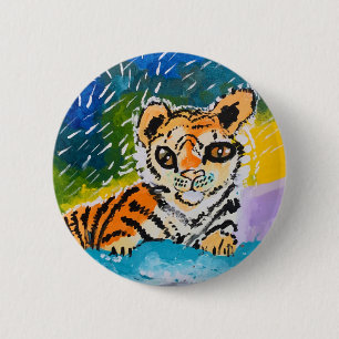 Baby Tiger: "Kunst van kinderen" Ronde Button 5,7 Cm