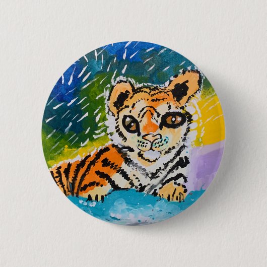 Baby Tiger: "Kunst van kinderen" Ronde Button 5,7 Cm (Voorkant)