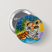 Baby Tiger: "Kunst van kinderen" Ronde Button 5,7 Cm (Voorkant /achterkant)