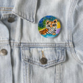 Baby Tiger: "Kunst van kinderen" Ronde Button 5,7 Cm (In situ)