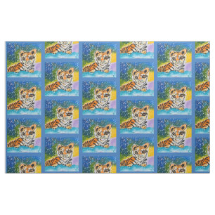 Baby Tiger: "Kunst van kinderen" Stof