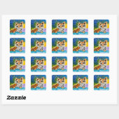 Baby Tiger: "Kunst van kinderen" Vierkante Sticker (Vel)