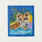 Baby Tiger: "Kunst van kinderen" Wandkleed (Voorkant)