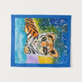 Baby Tiger: "Kunst van kinderen" Wandkleed (Voorkant (horizontaal))
