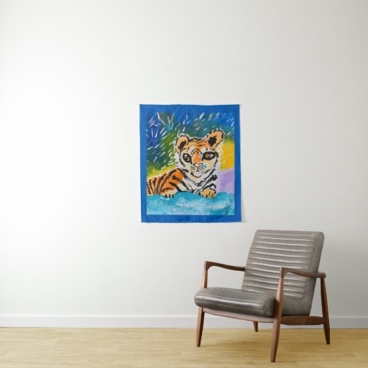 Baby Tiger: "Kunst van kinderen" Wandkleed (In situ)