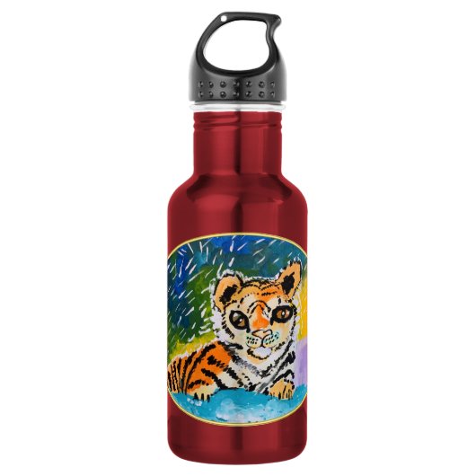 Baby Tiger: "Kunst van kinderen" Waterfles (Voorkant)
