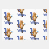 Baby Tiger Plaid Eerste Verjaardag Custom Inpakpapier Vel (Voorkant 3)