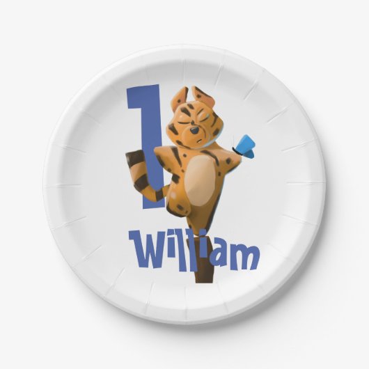 Baby Tiger Pset First Birthday Classic Papieren Bordje (Voorkant)