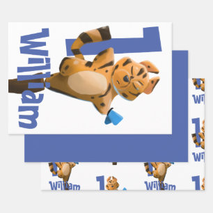 Baby Tiger Pset First Birthday Inpakpapier Vel