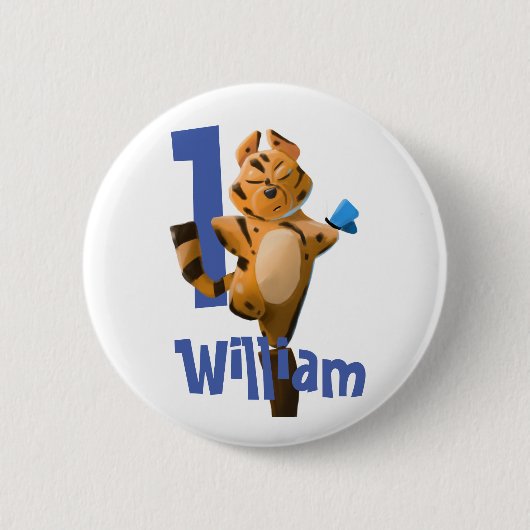 Baby Tiger Pset First Birthday Ronde Button 5,7 Cm (Voorkant)