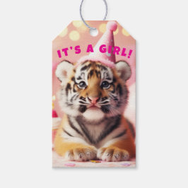 Baby Tiger Schattige Baby Reveal Girl Pink Cadeaulabel