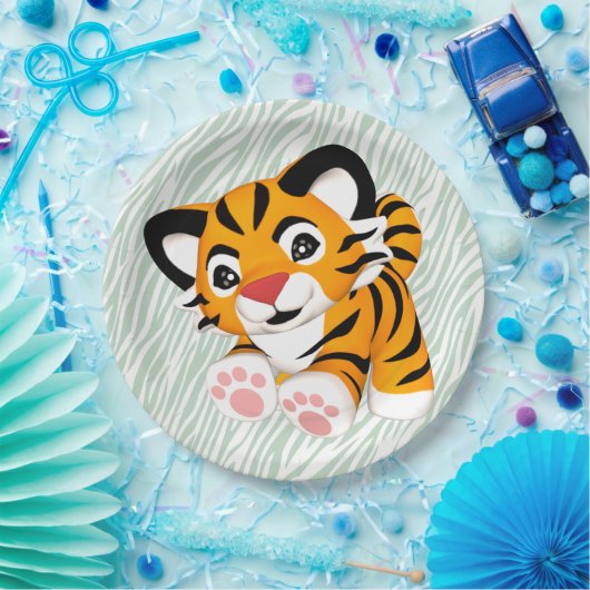 Baby Tiger Wild met Borden van de Uitzondering Papieren Bordje (Feest)