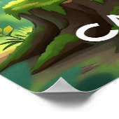 Baby Tijger | Cute Cartoon Kinderkamer Kunst Poster (Hoek)