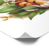 Baby Tijger Jungle Bladeren Muur Kunst  Poster (Hoek)