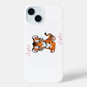 🐯Baby Tijger Kunst met Roze Vlinders - iPhone 15 Case