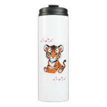 🐯Baby Tijger Kunst met Roze Vlinders -